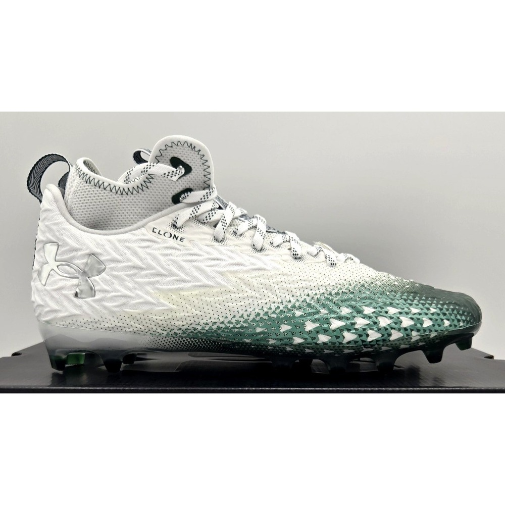 Under Armour Mens Spotlight Clone 3.0 MC Football Cleats White/Green 11.5 UA